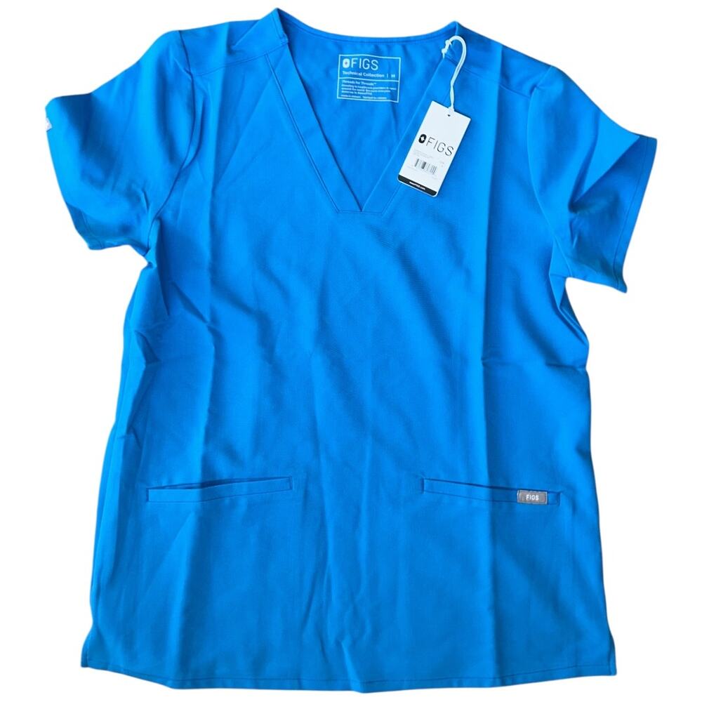 NWT Figs Casma Three-Pocket Scrub Top Capri PO #2678 Blue Size Medium